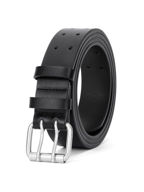 Leather Belt for Men, Mens Double Prong Casual Leather Belts for Jeans