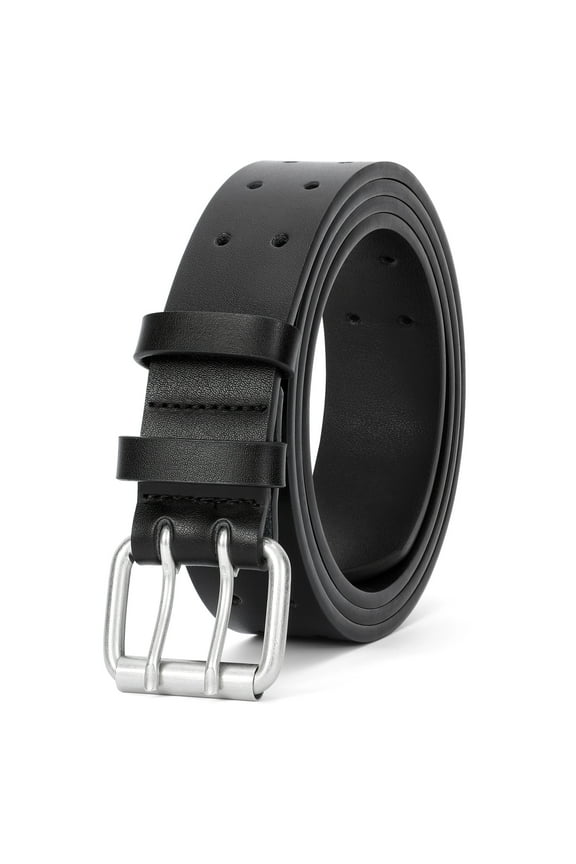 Leather Belt for Men, Mens Double Prong Casual Leather Belts for Jeans