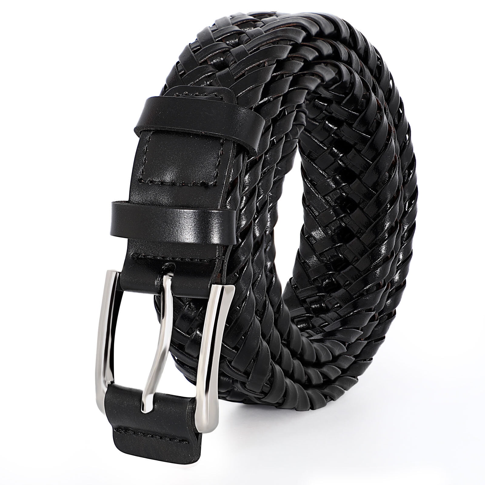 WHIPPY Men's Braided Leather Belt, Woven Casual Belt for Jeans Pants ...