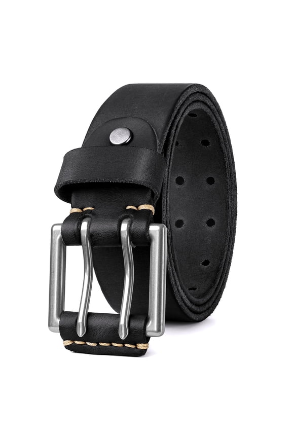 Men's Genuine Leather Belt for Jeans Double Prong Leather Work Belts for Men Gift