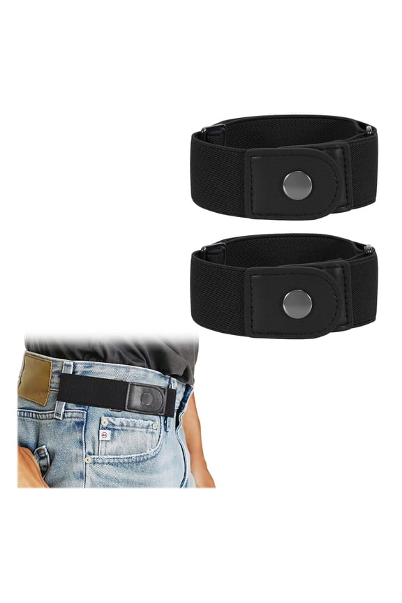 Men's No Buckle Belts for Jeans Elastic Belt for Women Adjustable Stretch Belt