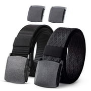 WHIPPY Men's Nylon Belt, Web Canvas Work Belt with Plastic Buckle, Black