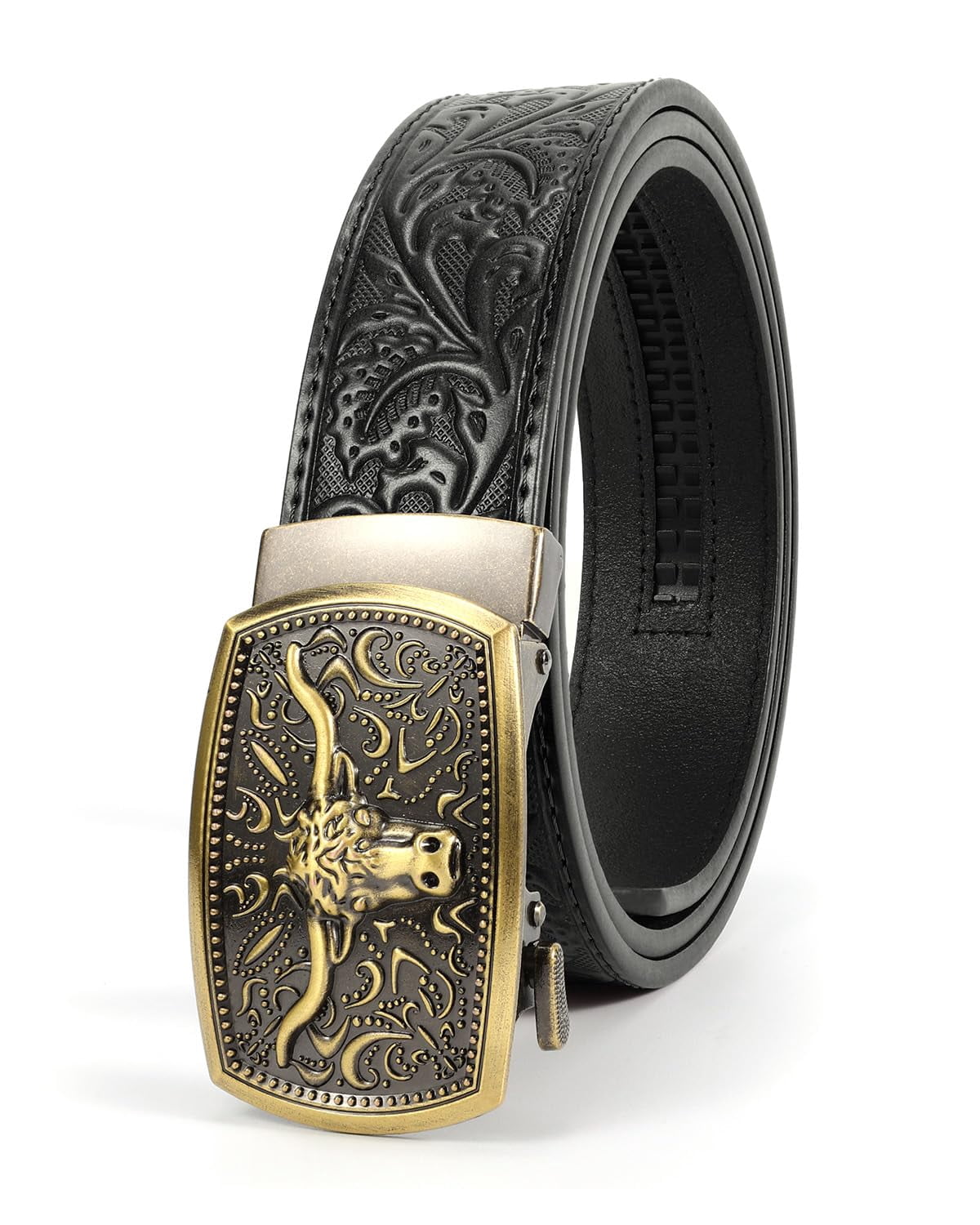 Leather Cowboy Ratchet Belt with Automatic Western Buckle BELTROAD Automatic Ratchet Western Belt Mens Cowboy Belts  main image 4