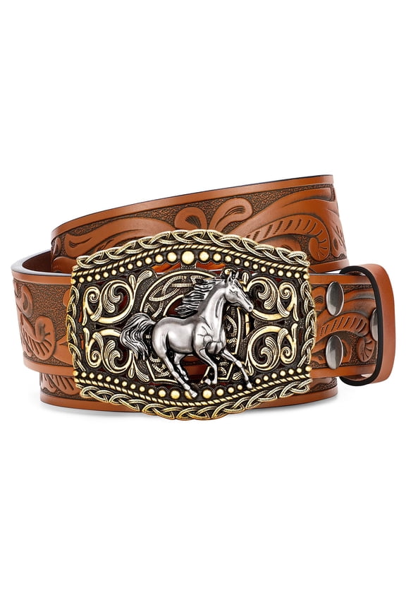 Men's Western Cowboy Belts for Women Cowgirl Belt Western Leather Belts for Jeans