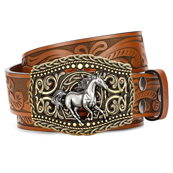WHIPPY Men's Western Cowboy Belts for Women Cowgirl Belt Western Leather Belts for Jeans