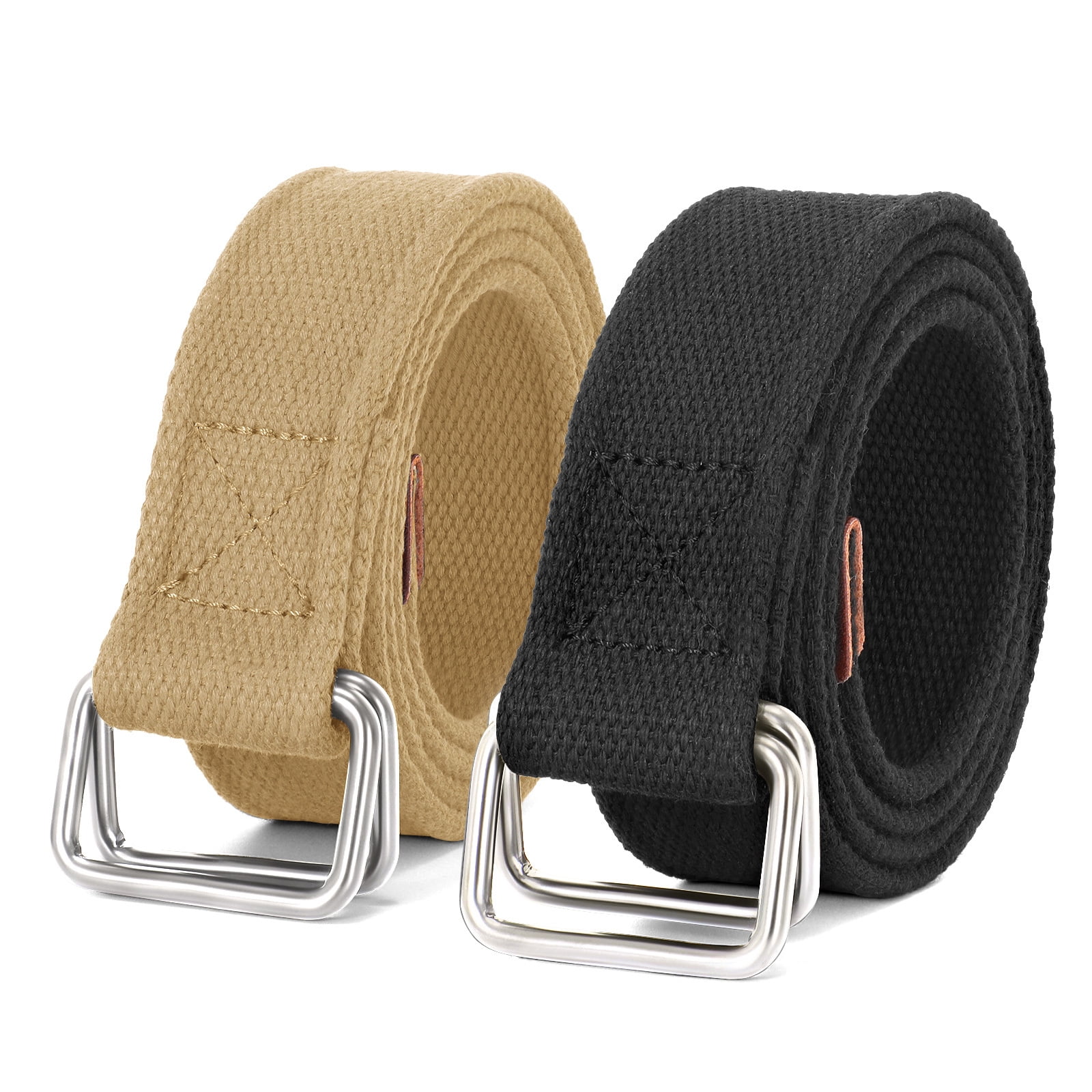 WHIPPY Mens Web Nylon Belt Canvas Work Belts with Double Ring Buckle