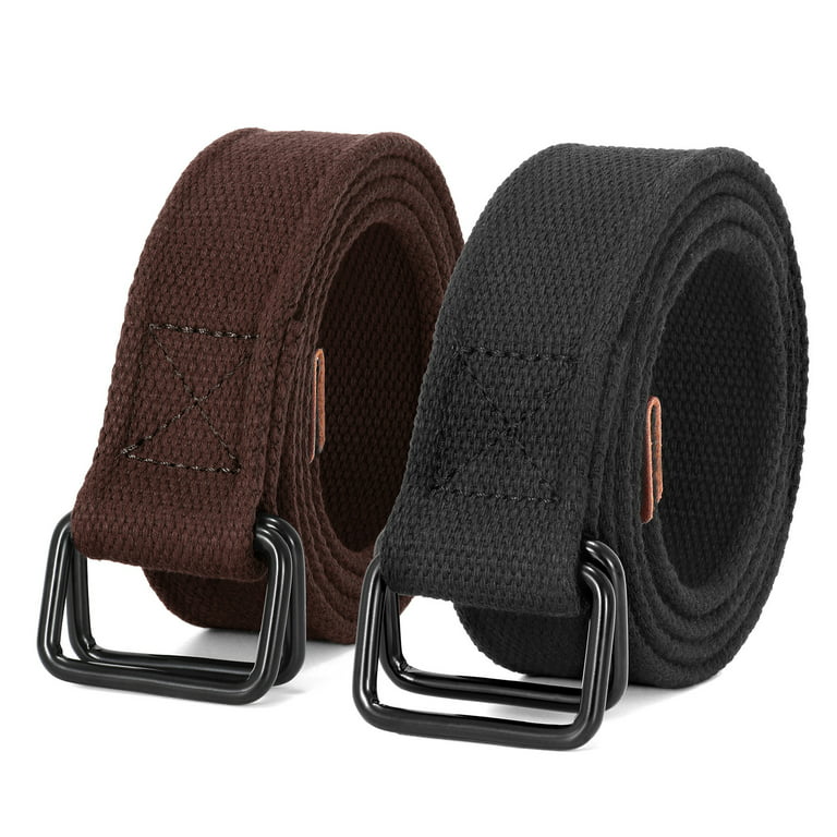 WHIPPY Mens Web Nylon Belt Canvas Work Belts with Double Ring Buckle 