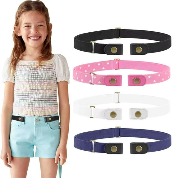 WHIPPY No Buckle Stretch Belts for Boys Girls Buckleless Kids Elastic Belt for Pants Jeans