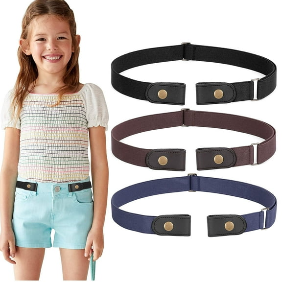 WHIPPY No Buckle Stretch Belts for Boys Girls Buckleless Kids Elastic Belt for Pants Jeans