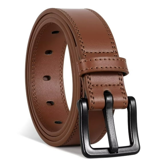 WHIPPY Non Metal Leather Belt for Men, Nickel Free Belts for Jeans Pants with Hypoallergenic Buckle
