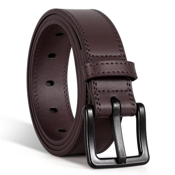 WHIPPY Non Metal Leather Belt for Men, Nickel Free Belts for Jeans Pants with Hypoallergenic Buckle
