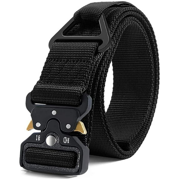 WHIPPY Nylon Belt for Men, Web Work Belt with Heavy Quick Release Buckle, Black