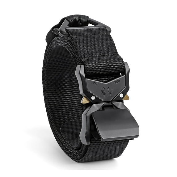 WHIPPY Nylon Belt for Men, Web Work Belt with Heavy Quick Release Buckle, Black