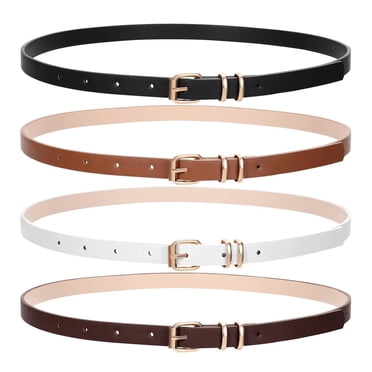 Women's Skinny Dressy Tie Belt - Black Or White Leather (47 Inches)