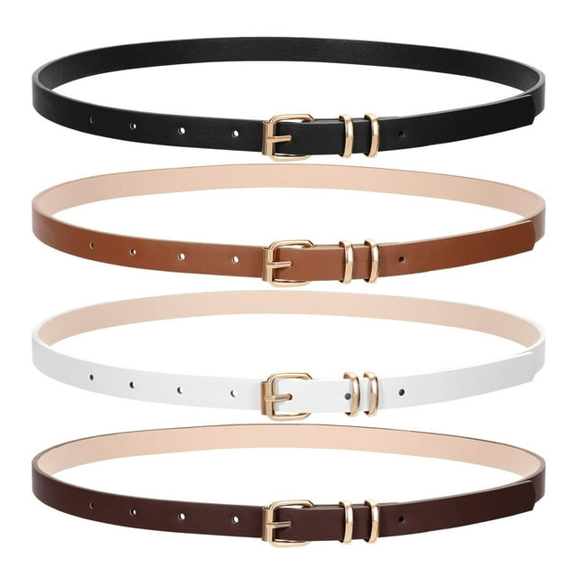 WHIPPY Skinny Women Leather Belts for Dress Skinny Waist Belt for Jeans