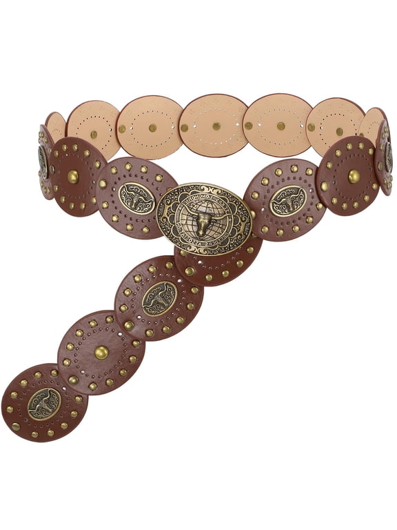 Western Belt for Women Cowboy Disc Belts Cowgirl Wide Leather Belt for Dresses Jeans