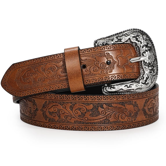 WHIPPY Western Belt for Women Men Cowboy Embossed Belts Cowgirl Belt for Jeans Dresses