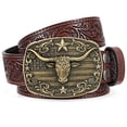 thumbnail image 1 of WHIPPY Western Belts for Men Women Cowboy Leather Embossed Belt for Jeans Gifts, 1 of 8