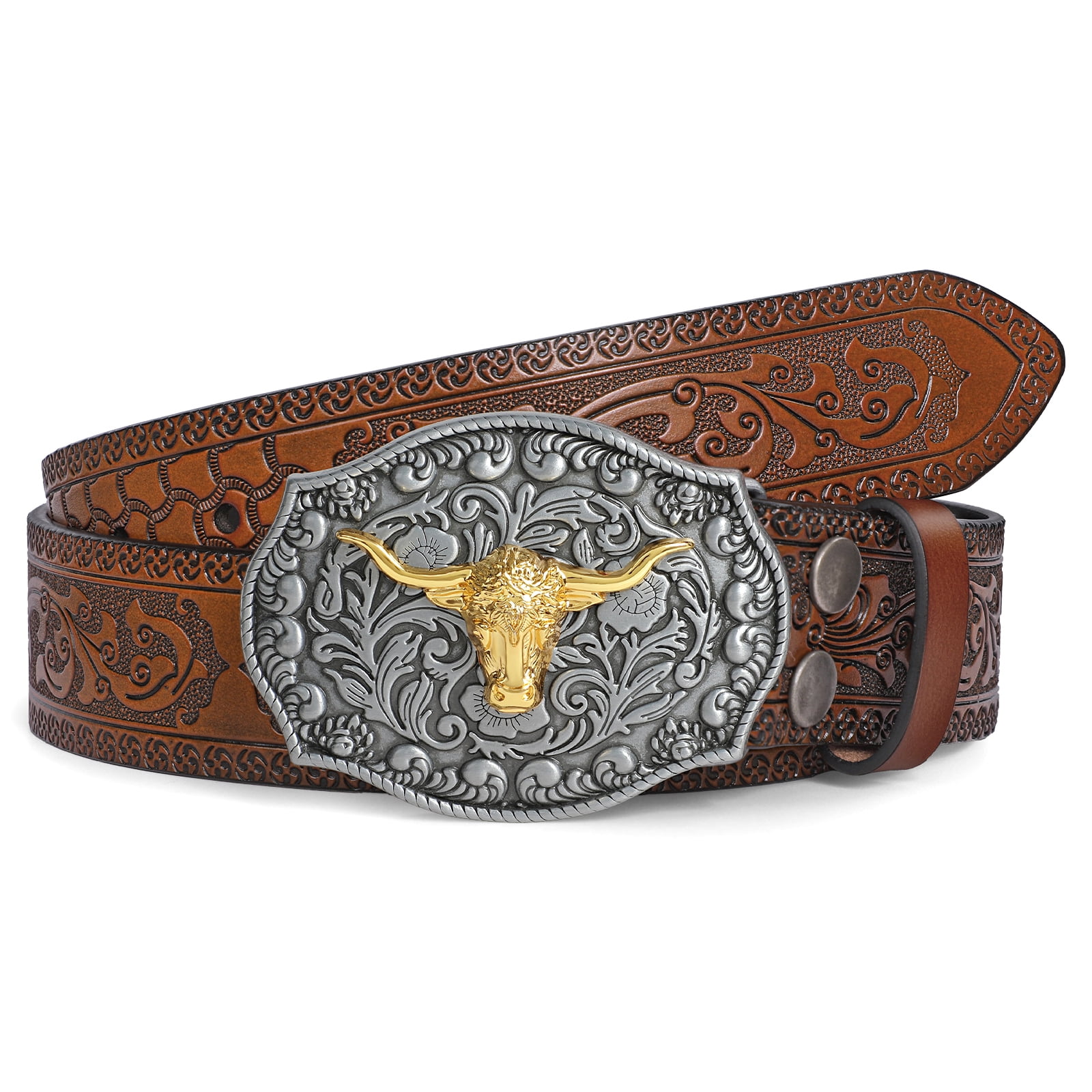 WHIPPY Western Belts for Men Women Genuine Leather Cowboy Cowgirl Belt ...
