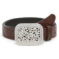 thumbnail image 1 of WHIPPY Western Genuine Leather Belt for Women Men Cowgirl Cowboy Scroll Embossed Buckle Belt, 1 of 10