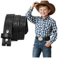 thumbnail image 1 of WHIPPY Western Leather Belt Strap for Kids Boys Girls Cowboy Cowgirl Embossed Belt Strap without Buckle, 1 of 7