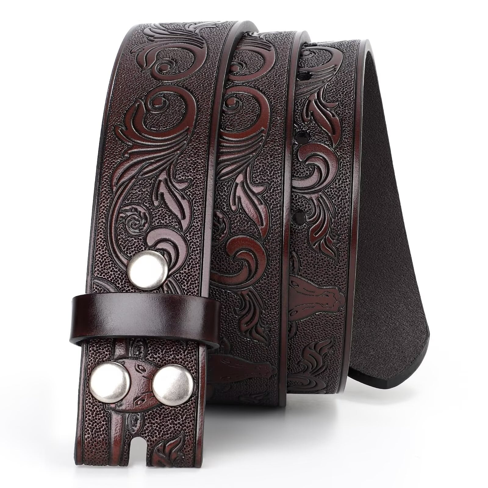 2 Pack Western Belt Straps Without Buckle PU Leather 1.5\