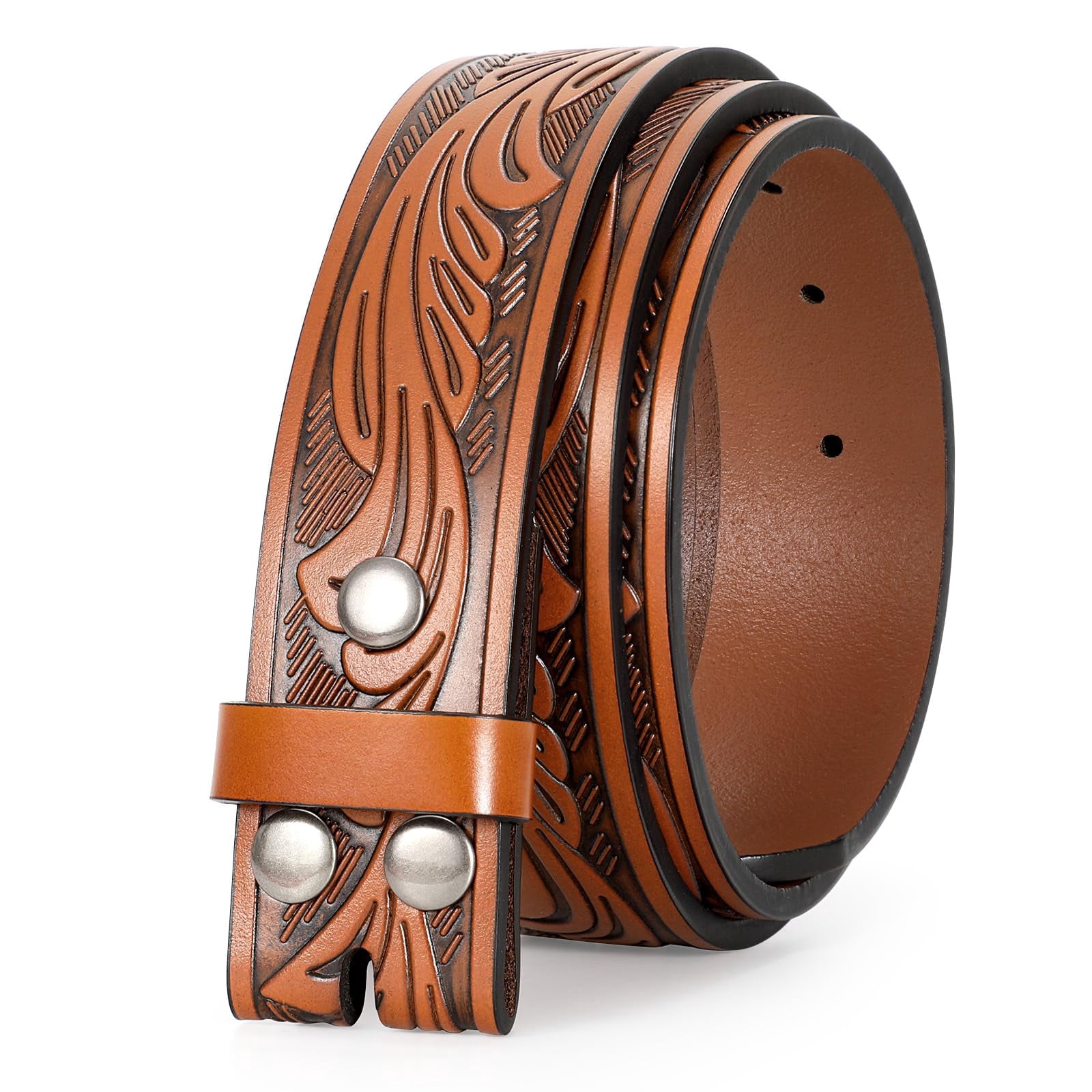 5696 3 Pack Western Belts For Men Woman Without Buckle, Cowgirl Cowboy Belt WHIPPY Western Belts for Men Women without Buckle Cowboy  main image 2