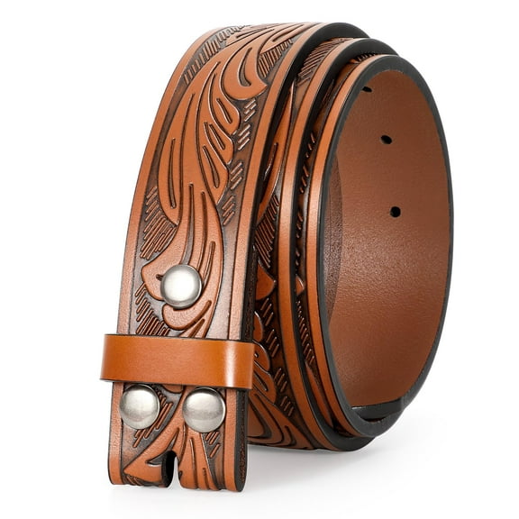 WHIPPY Western Leather Belt Strap for Women Men without Buckle Cowgirl Cowboy Engraved Embossed Belt Strap