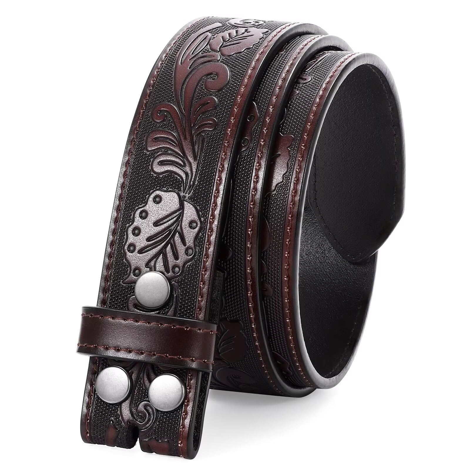 2 Pack Western Belts Without Buckle PU Leather Cowgirl Cowboy Belt Strap 1.5 WHIPPY Western Belts for Men Women without Buckle Cowboy  main image 3