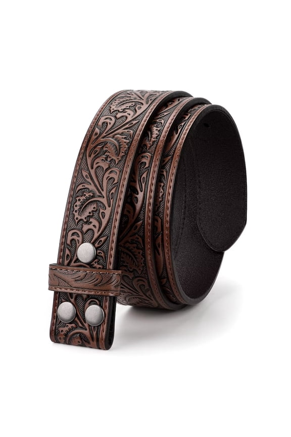Western Leather Belt Strap for Women Men without Buckle Cowgirl Cowboy Engraved Embossed Belt Strap