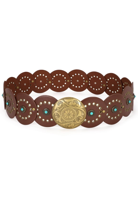 Western Leather Belts for Women Cowgirl Cowboy Belt Ladies Wide Vintage Waist Belts for Dresses
