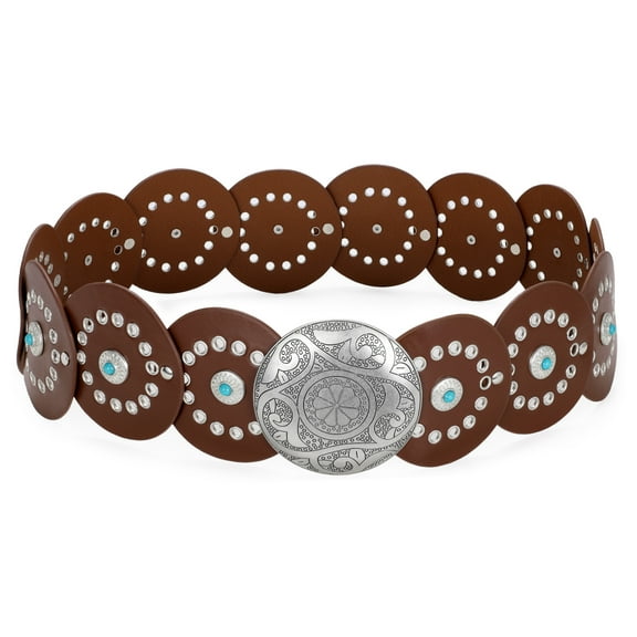 WHIPPY Western Leather Belts for Women Cowgirl Cowboy Belt Ladies Wide Vintage Waist Belts for Dresses
