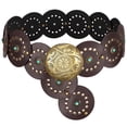thumbnail image 1 of WHIPPY Western Leather Belts for Women Cowgirl Cowboy Belt Ladies Wide Vintage Waist Belts for Dresses, 1 of 8
