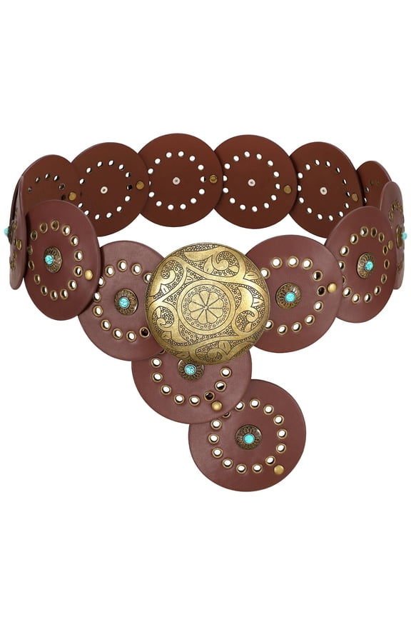 Western Leather Belts for Women Cowgirl Cowboy Belt Ladies Wide Vintage Waist Belts for Dresses