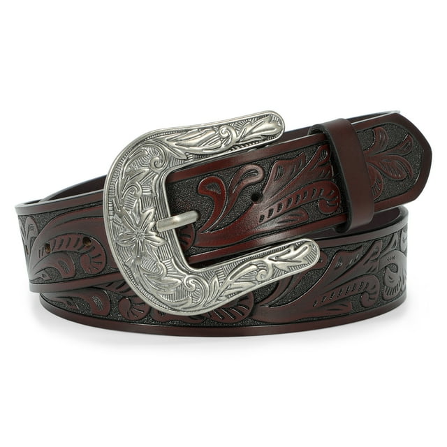 WHIPPY Western Leather Belts for Women Men Cowboy Cowgirl Leather Belt