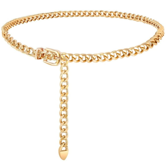 WHIPPY Women Chain Belt Ladies Gold Adjustable Metal Waist Belts for Jeans Dresses