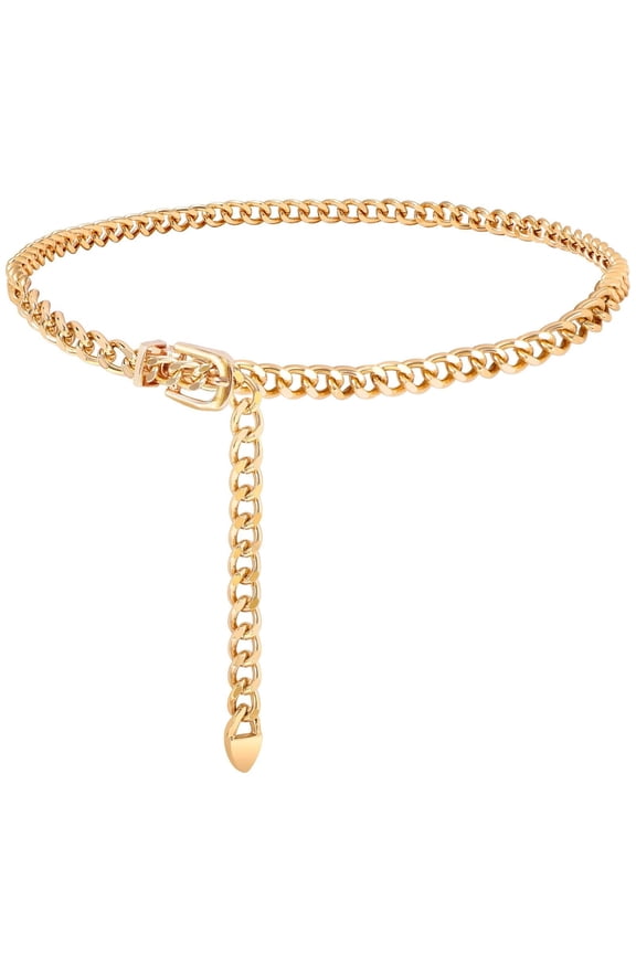 Women Chain Belt Ladies Gold Adjustable Metal Waist Belts for Jeans Dresses