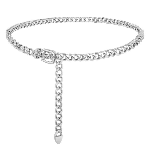 WHIPPY Women Chain Belt Ladies Silver Adjustable Metal Waist Belts for Jeans Dresses