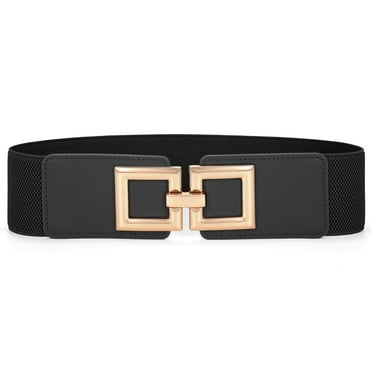 WHIPPY Women Elastic Belt for Dresses Wide Stretch Waist Belt Ladies Belts with Gold Buckle