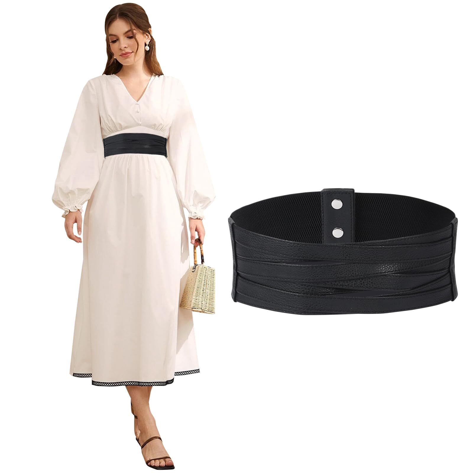Giselle White Braided Elastic Belt main image 1