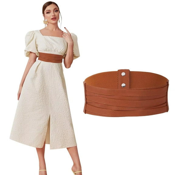 WHIPPY Women Elastic Waist Belt for Dresses Stretch Braided Wide Belts