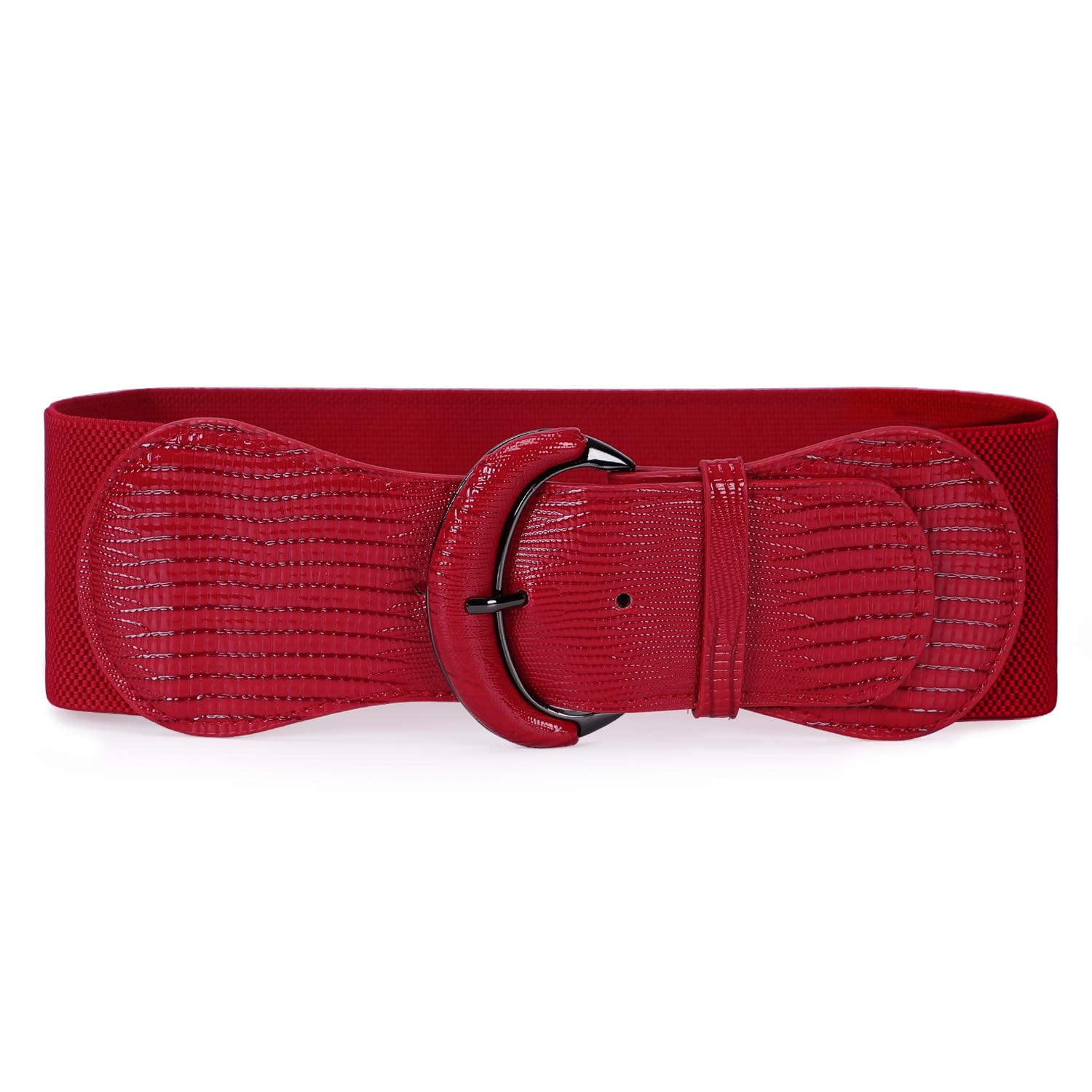 1751 Stretchy Vintage Wide Waspie Elastic Pearl Buckle Waist Belt (red Elasticated Waspie Belt Red | Vintage Inspired Fashion  main image 2