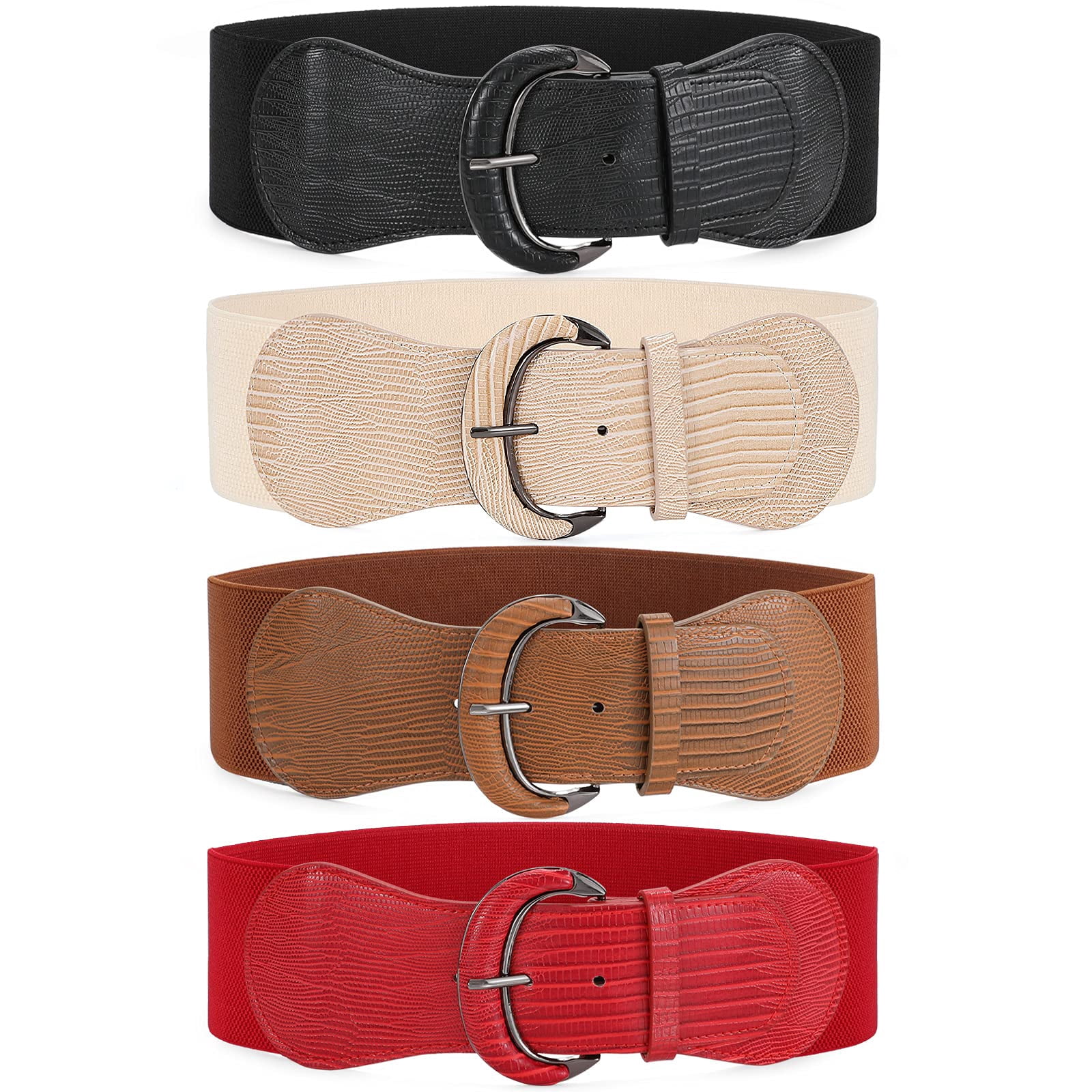 7143 2 Pack Women Elastic Stretchy Wide Belt For Dress Ladies Stretch Thick Whippy Women Elastic Wide Waist Belt for Dresses, Adjustable  main image 3
