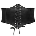 thumbnail image 1 of WHIPPY Women Lace-up Corset Waist Belt, Elastic Black Wide Belt For Dresses, 1 of 10