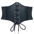thumbnail image 1 of WHIPPY Women Lace-up Corset Waist Belt, Elastic Black Wide Belt For Dresses, 1 of 10