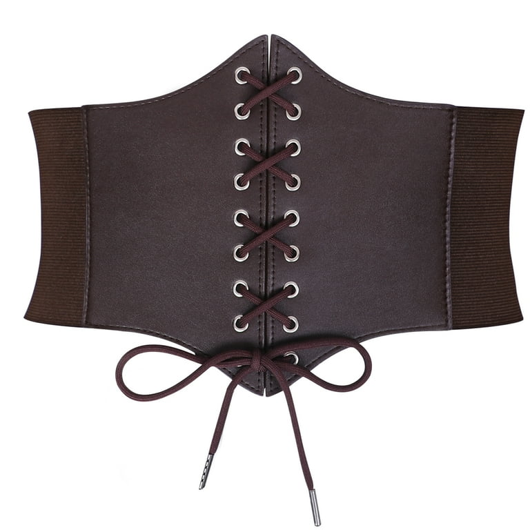 Lace-Up Corset Belt Women\'s Black Elastic Leather‎ Amazon.com: HIALAS Black Lace Up Tied Corset Belt for Women  main image 2