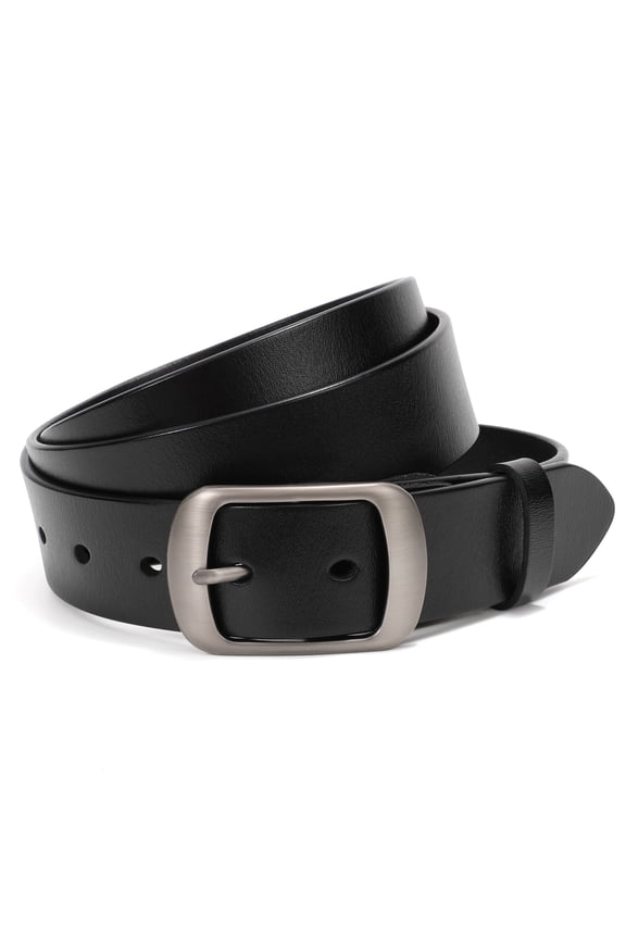 Women Leather Belt, Black Waist Belt for Jeans Pants