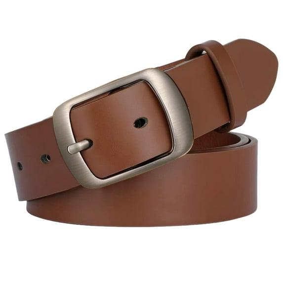 WHIPPY Women Leather Belt, Coffee Waist Belt for Jeans Pants