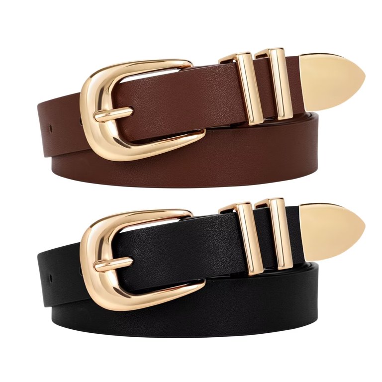 WHIPPY Women Leather Belt Black Brown Ladies Waist Belt for 