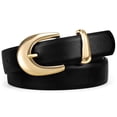 thumbnail image 1 of WHIPPY Women Leather Belt for Jeans Dresses Ladies Belts Black Belt with Gold Buckle, 1 of 7